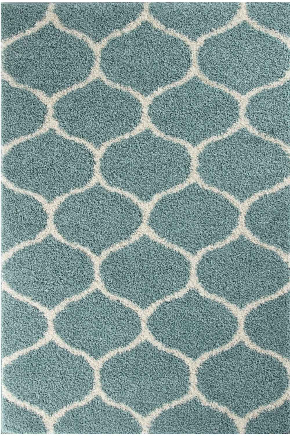 The Rugs Moroccan Duck Egg Blue Shaggy Rug 650