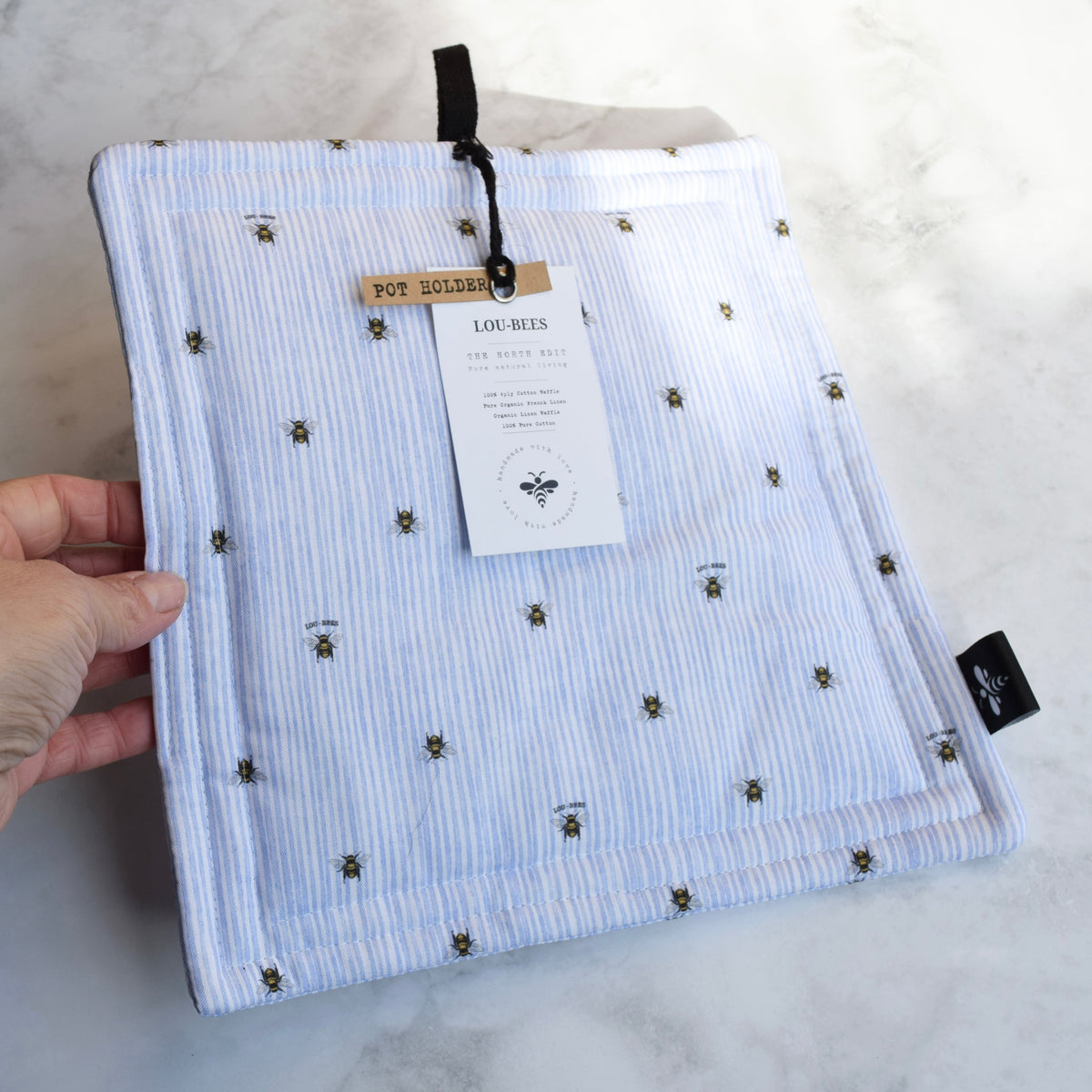 Lou-bees Blue Bee Pot Holder