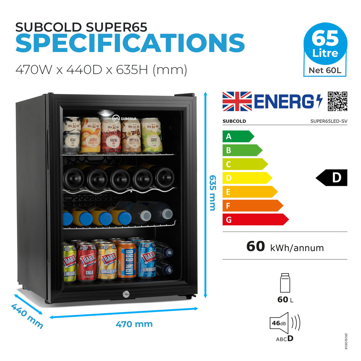 Subcold Super65 LED Beer Fridge | 65L