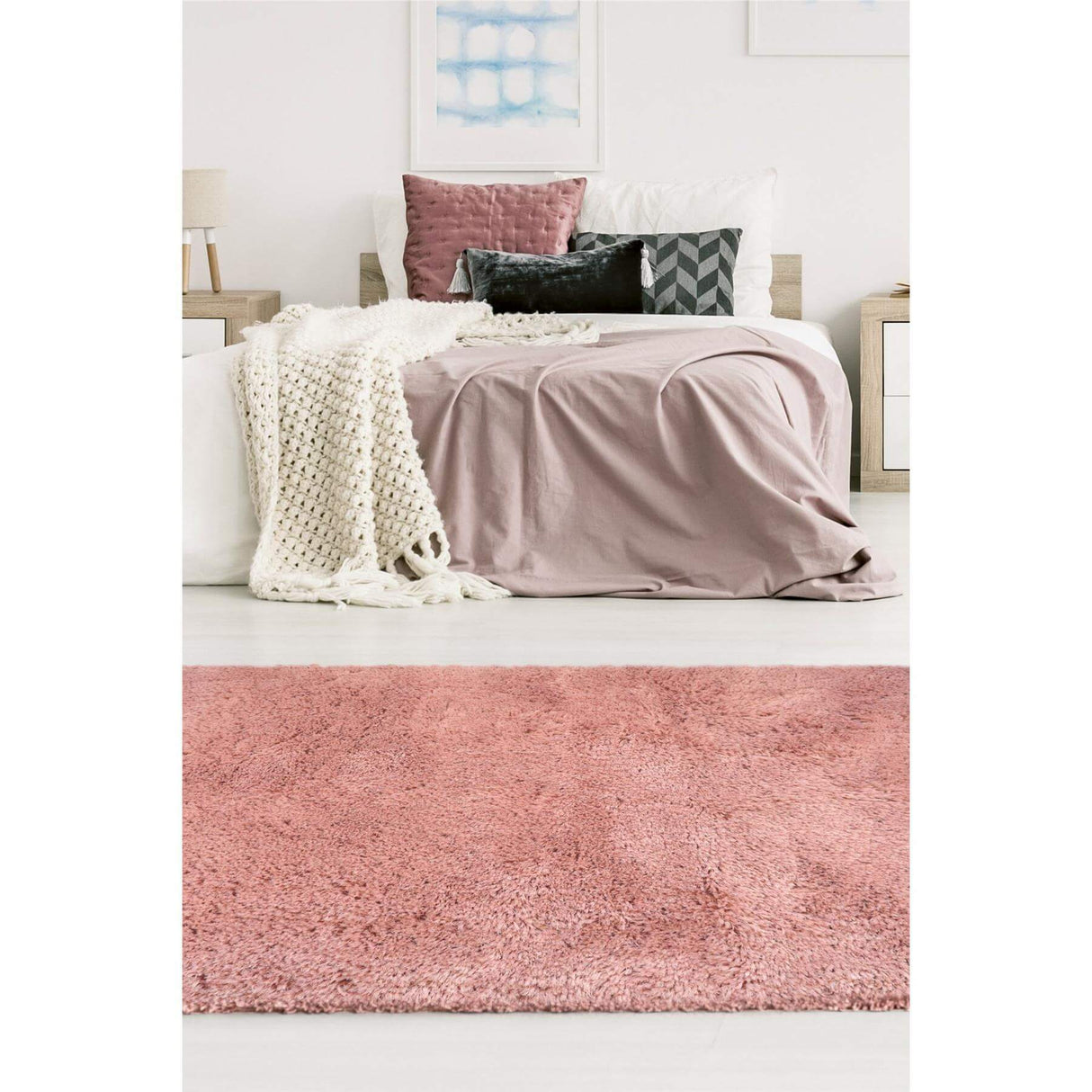 Soft Washable Pink Shaggy Rug SA-07 by The Rugs