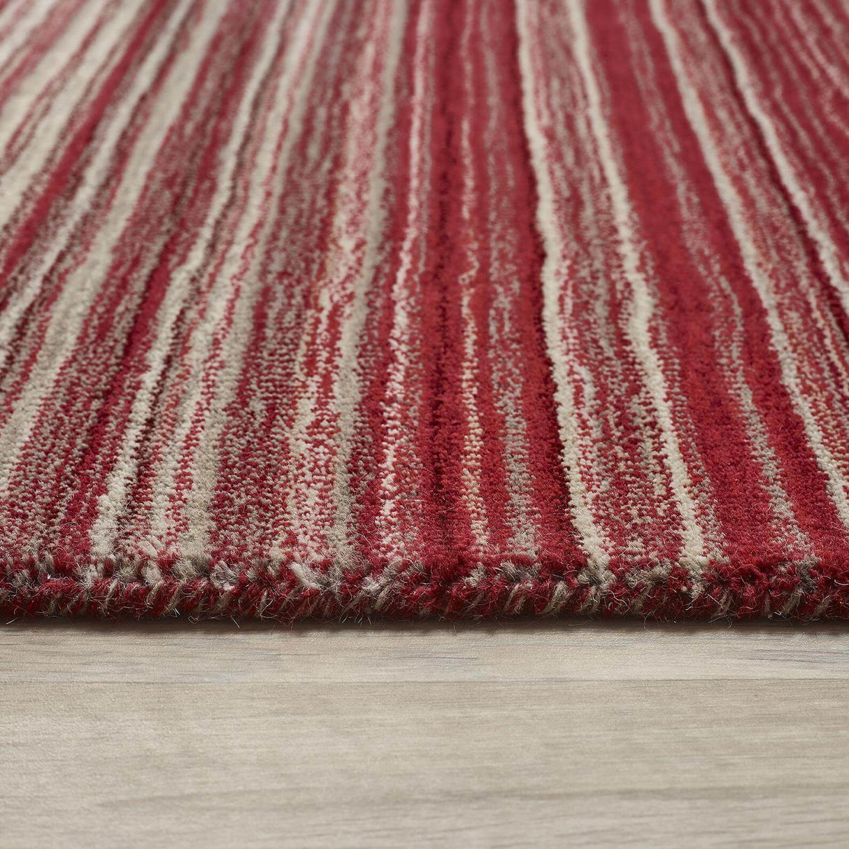The Rugs Fine Stripes Red Wool Rug – 100% Wool