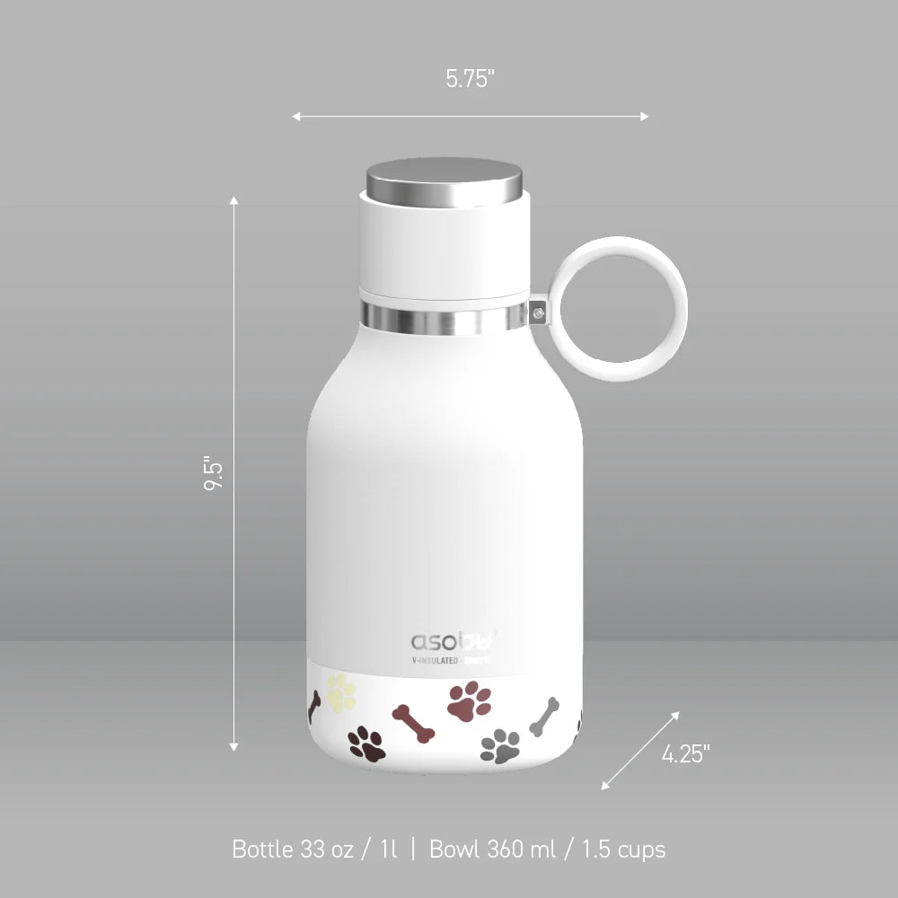 Asobu Dog Bowl Bottle, 1L, White