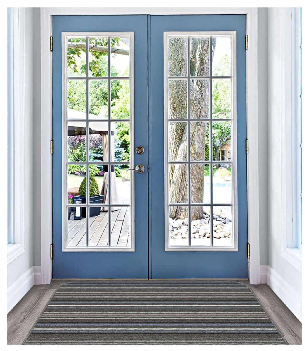 Stockholm Lead/Light Blue Washable Mat | The Rugs