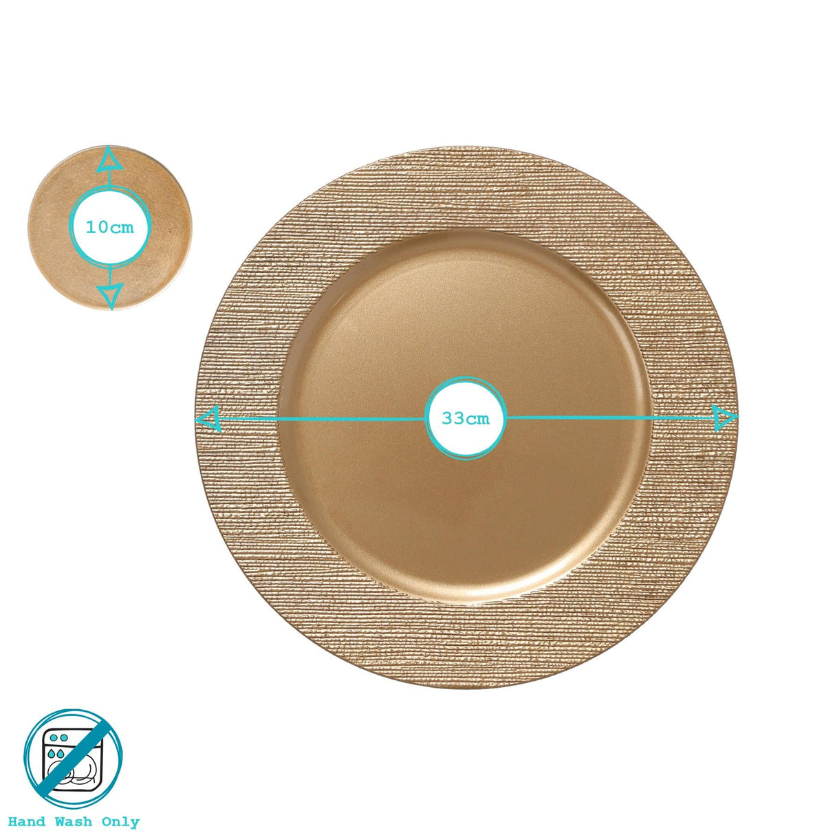 Rinkit Round Ribbed Charger Plates Set 33cm - 12pc