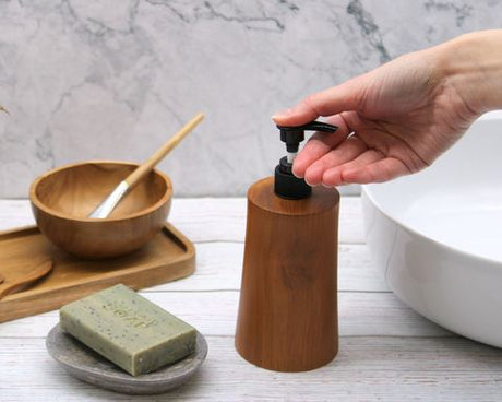 HatiNest Natural Teakwood Soap Dispenser - Taper