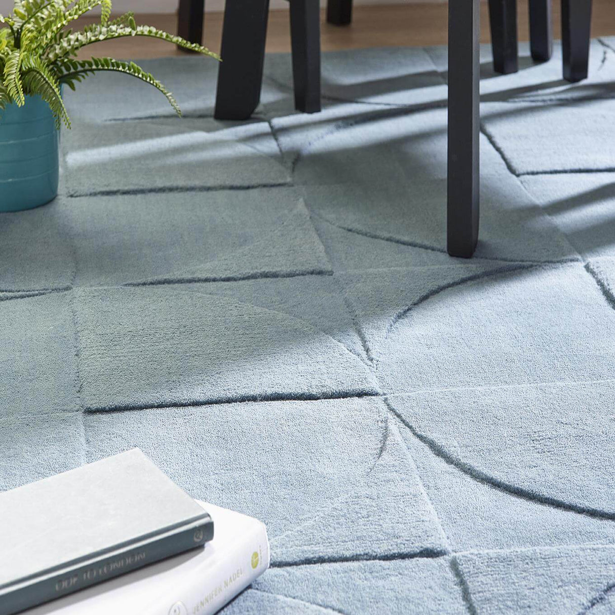 The Rugs Penny Duck Egg Blue Geometric Wool Rug