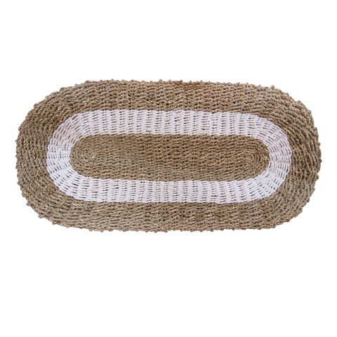 The Rugs Oval Seagrass White Tan Classic Rug - 60x120cm