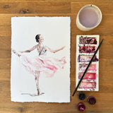 Watercolour Ballerina Greeting Card | Katie Hipwell Design