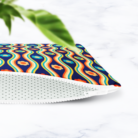 Shadowbright Navy Blue Retro Floral Make Up bag - 24cm x 19cm