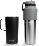 Asobu Twin Pack Bottle (900ml) with Mug (600ml), Black
