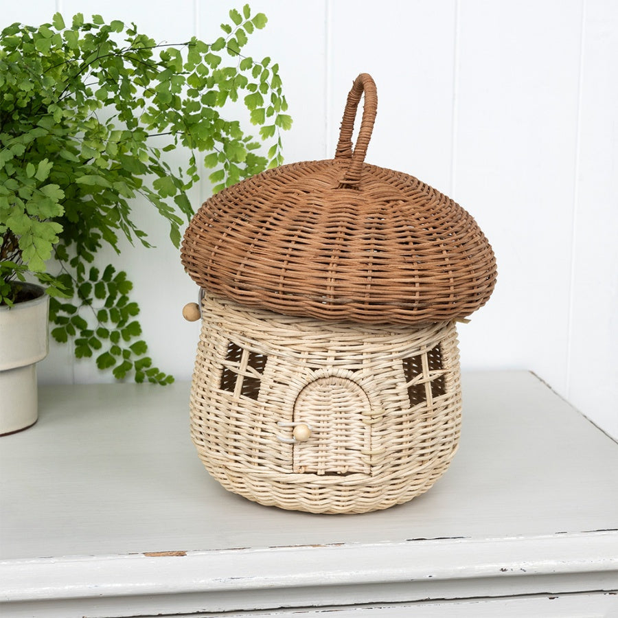 Blush & Bale Rattan Mushroom House Basket Décor