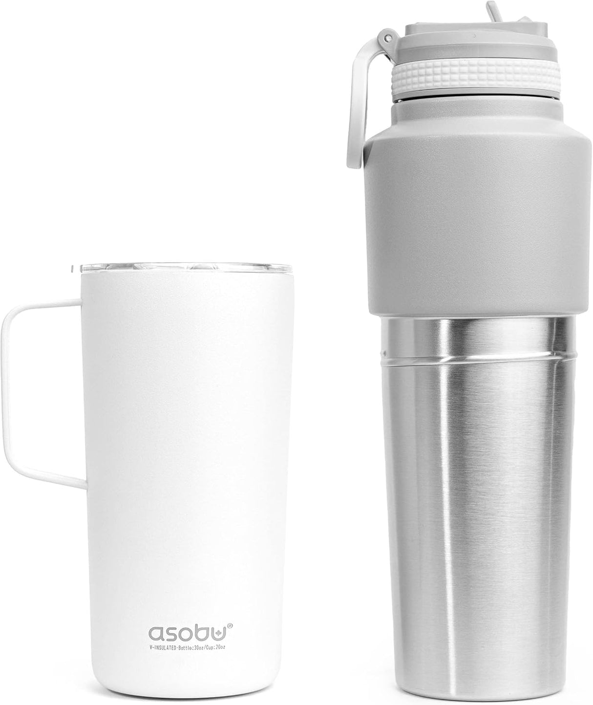Asobu Twin Pack Bottle (900ml) with Mug (600ml), White