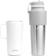 Asobu Twin Pack Bottle (900ml) with Mug (600ml), White