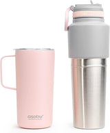 Asobu Twin Pack Bottle (900ml) with Mug (600ml), Pink