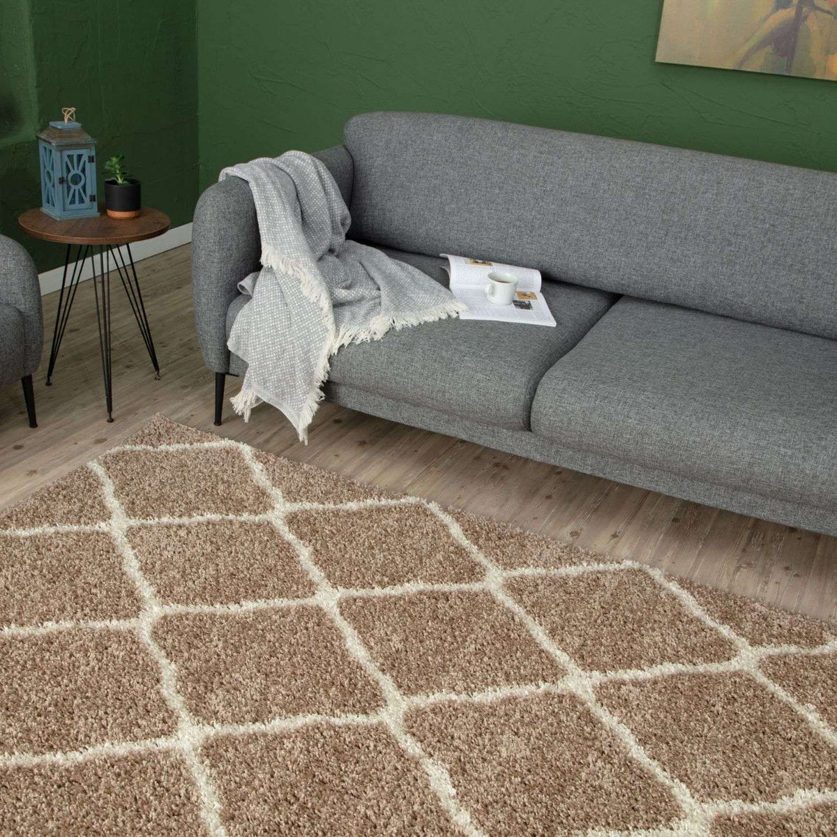 Moroccan Beige Shaggy Rug 720 by The Rugs