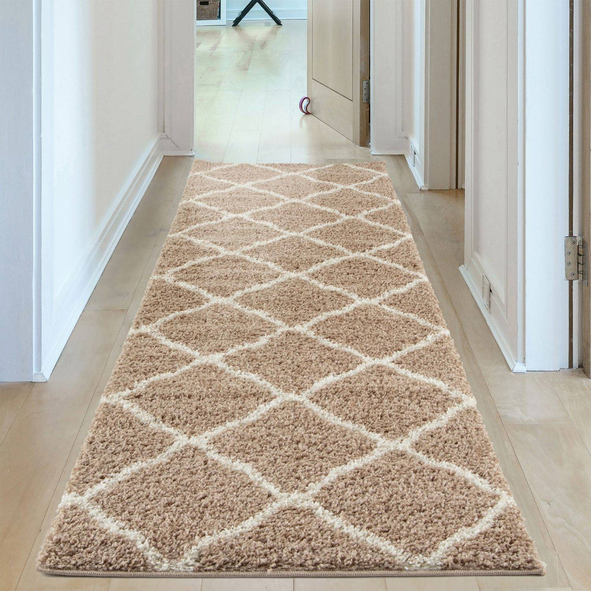 Moroccan Beige Shaggy Rug 720 by The Rugs