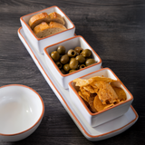 Orsina Calisto Terracotta Dip Bowls with White Tray | Set of 3