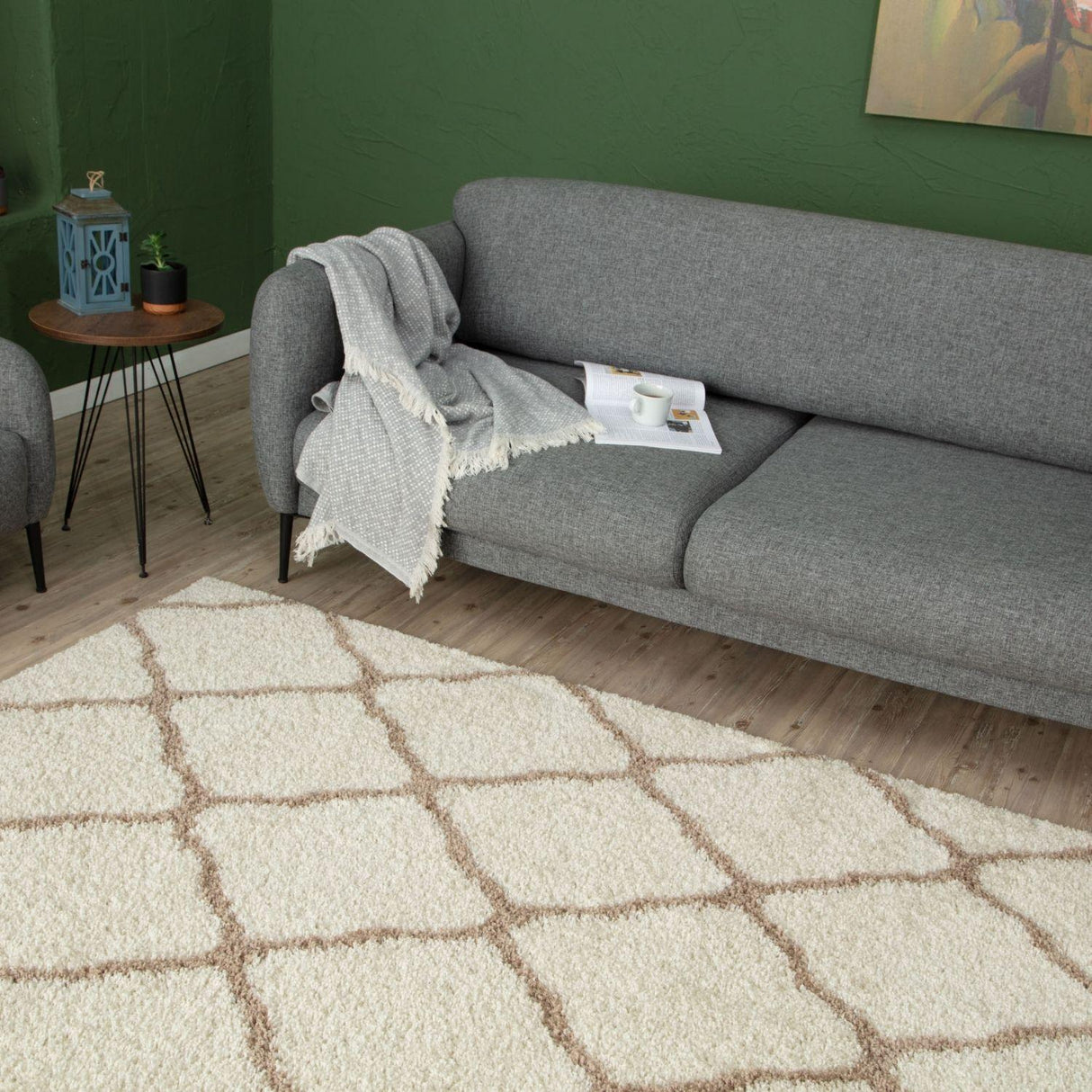 Moroccan Ivory Shaggy Rug 730 by The Rugs