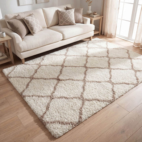 Moroccan Ivory Shaggy Rug 730 by The Rugs