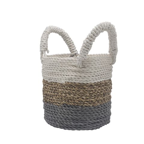 HatiNest Soft Grey Seagrass Storage Baskets - Set of 3