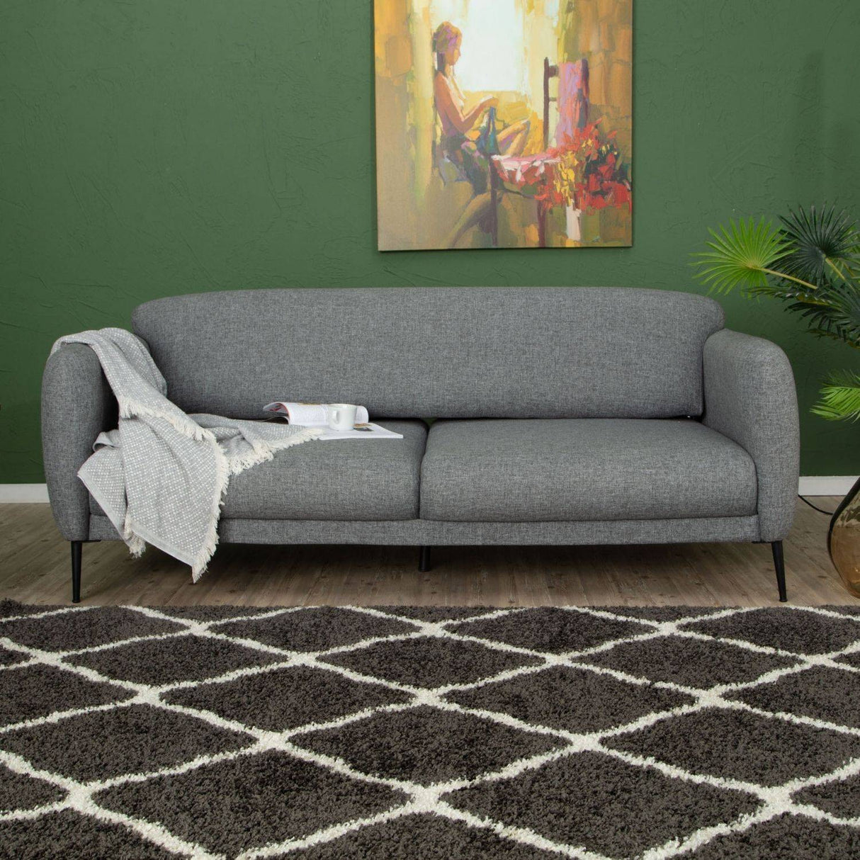The Rugs Moroccan Dark Grey Shaggy Rug 740