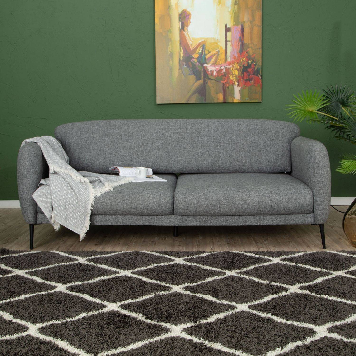 The Rugs Moroccan Dark Grey Shaggy Rug 740