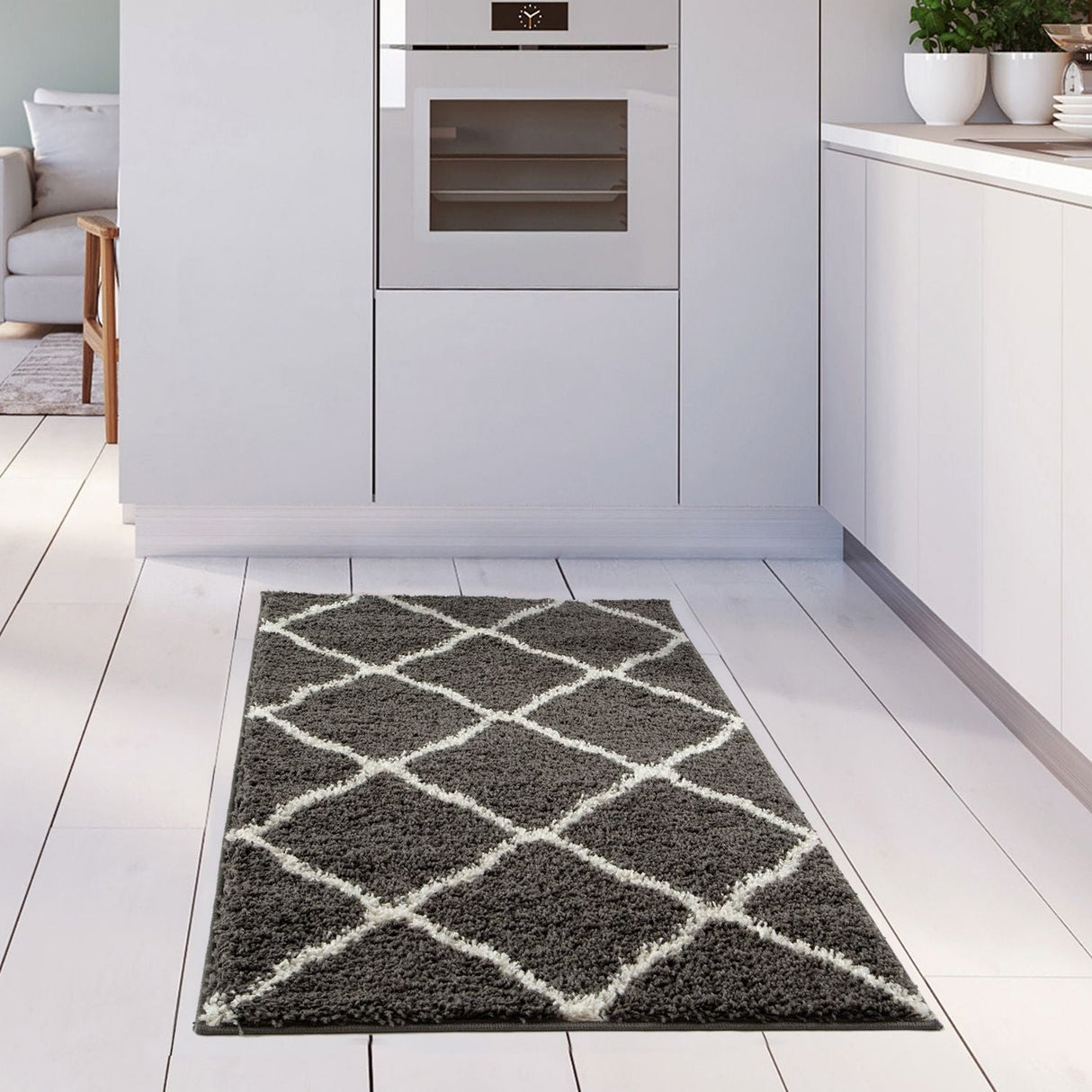 The Rugs Moroccan Dark Grey Shaggy Rug 740