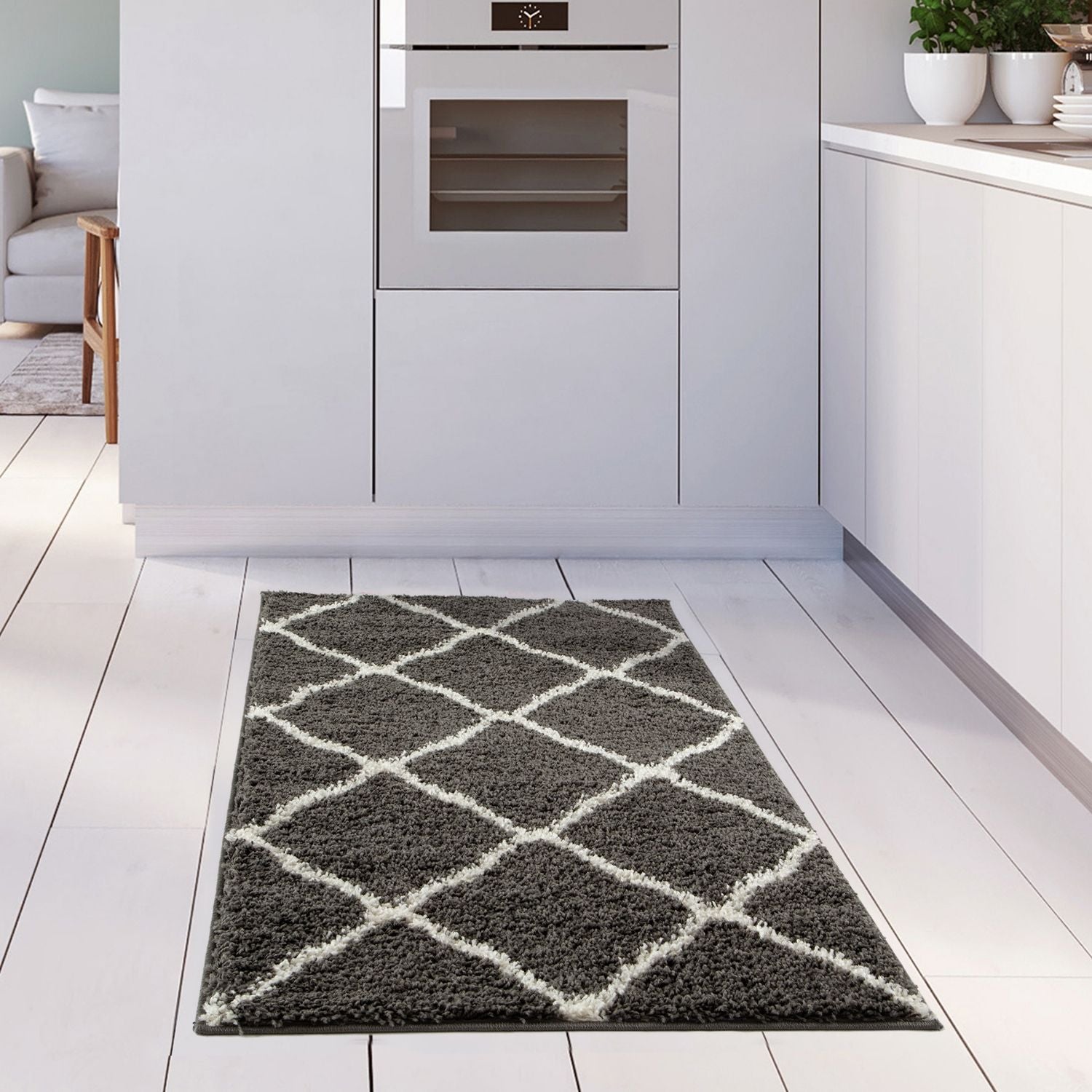 The Rugs Moroccan Dark Grey Shaggy Rug 740