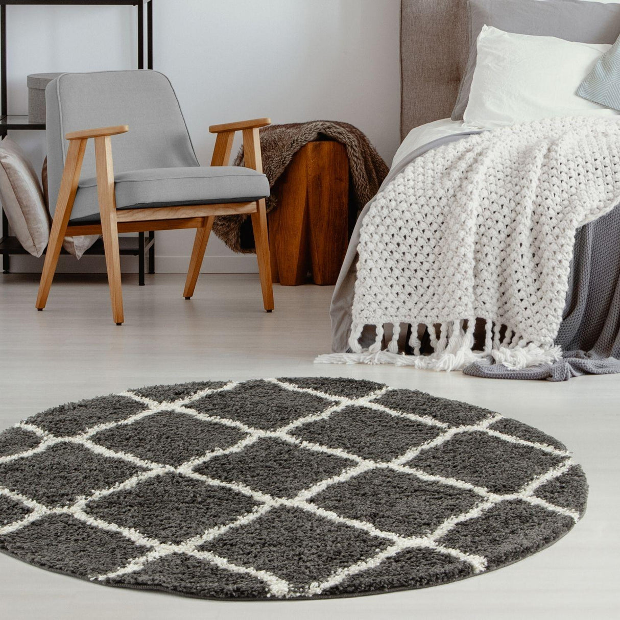 The Rugs Moroccan Dark Grey Shaggy Rug 740