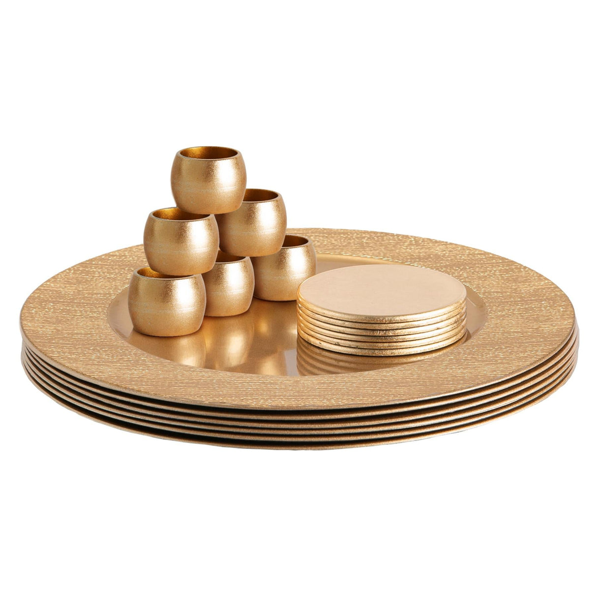 Rinkit Round Ribbed Charger Plates Set 33cm - 18pc