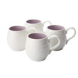Portmeirion Sophie Conran Porcelain Honey Pot Barrel Mug, 10oz, Set Of 4, Mulberry