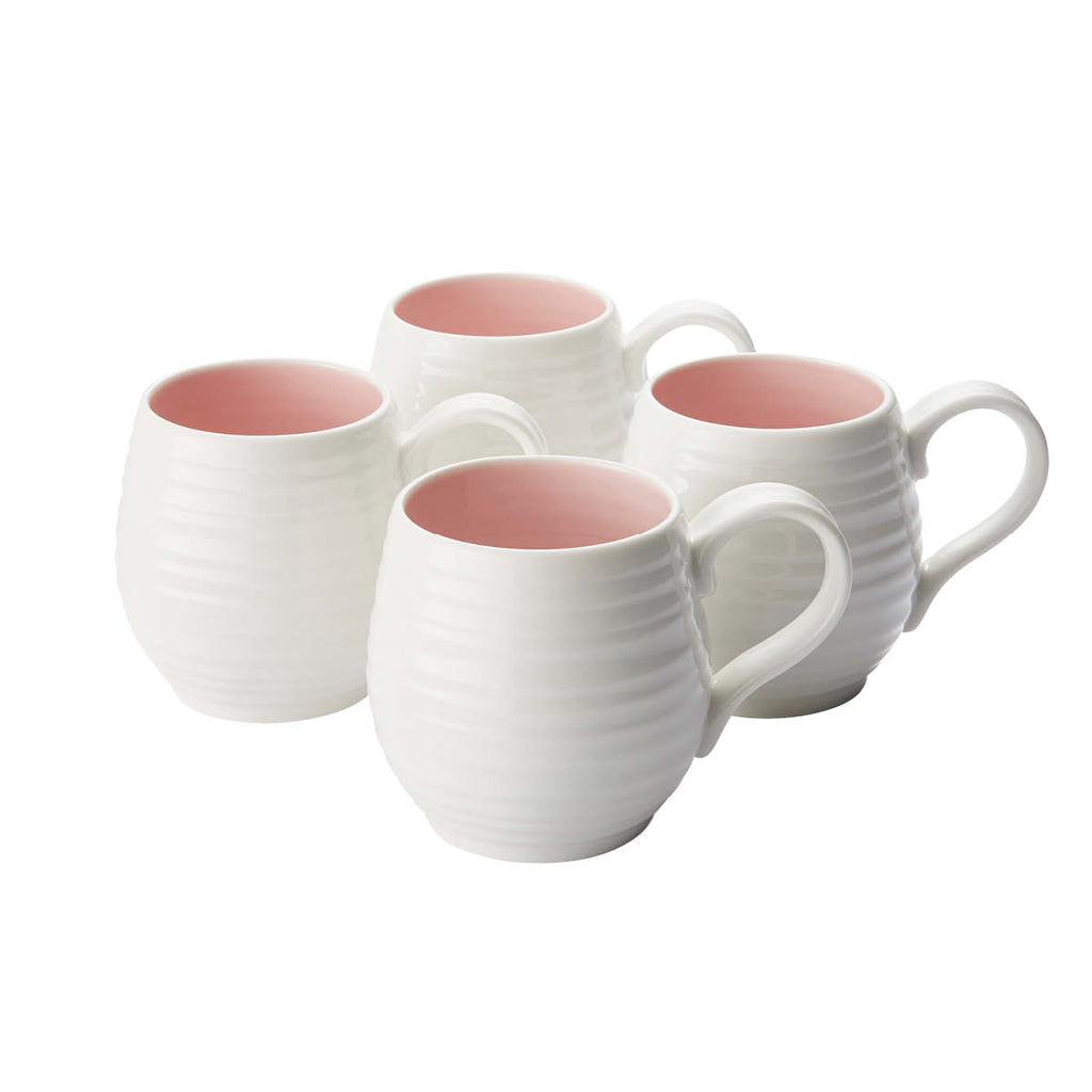 Portmeirion Sophie Conran Porcelain Honey Pot Barrel Mug, 10oz, Set Of 4, Pink