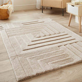 The Rugs Maze Grey Geometric Wool Rug - Hand-Tufted 17 mm