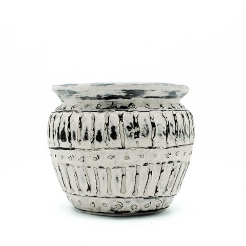 HatiNest Greek Clay Plant Pot Cream - 12cm
