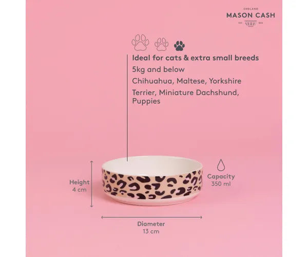 Mason Cash Leopard Print Cat Bowl, 350ml