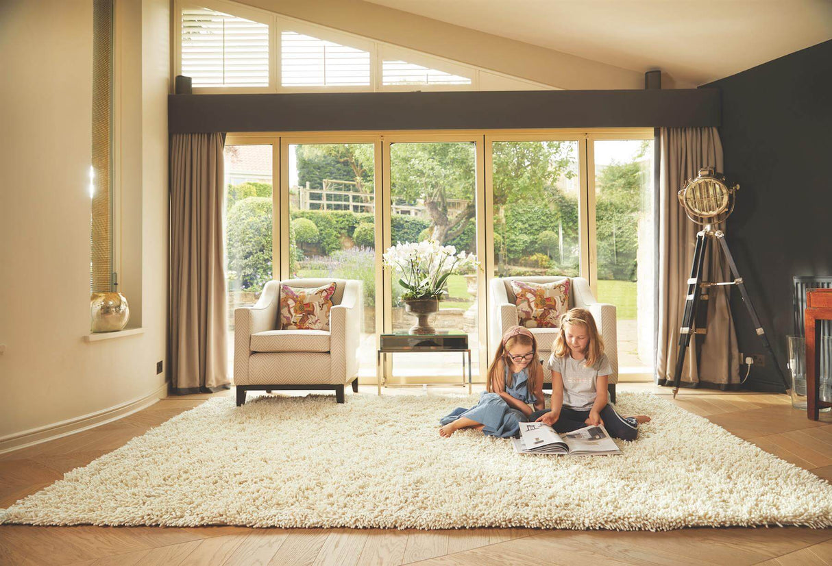 Imperial Ivory Shaggy Pile Wool Rug