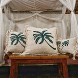 HatiNest Linen Cushion Cover Palm Tree with Fringe - 30x50cm