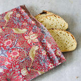 Lou-bees Red Strawberry Thief Beeswax Bag