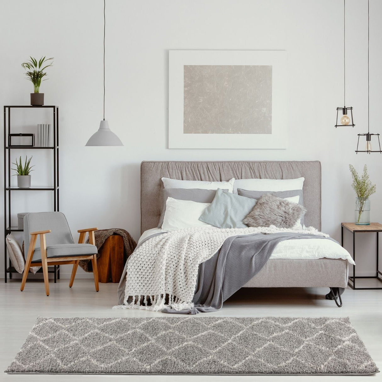 Moroccan Grey Shaggy Rug | 810