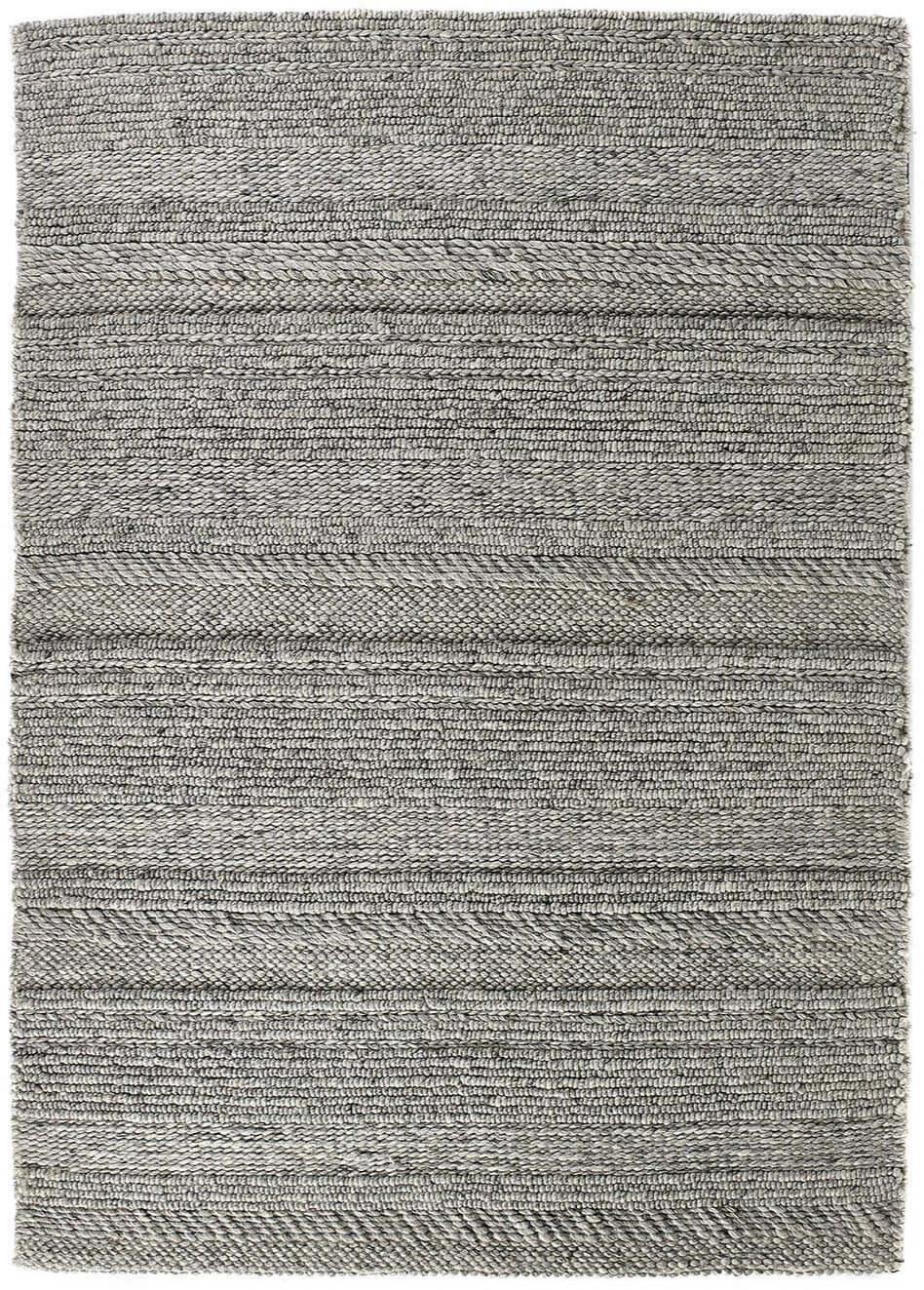 Chunky Natural Grey Knitted Rug – Handwoven Wool Texture