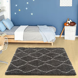 Moroccan Dark Grey Shaggy Rug 840 by The Rugs