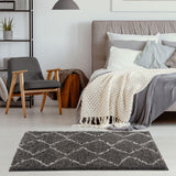 Moroccan Dark Grey Shaggy Rug 840 by The Rugs