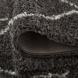 Moroccan Dark Grey Shaggy Rug 840 by The Rugs