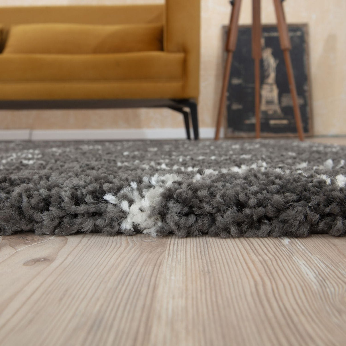 Moroccan Dark Grey Shaggy Rug 840 by The Rugs