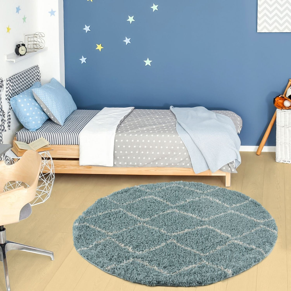 Moroccan Duck Egg Blue Shaggy Rug 850