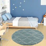 Moroccan Duck Egg Blue Shaggy Rug 850