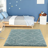 Moroccan Duck Egg Blue Shaggy Rug 850