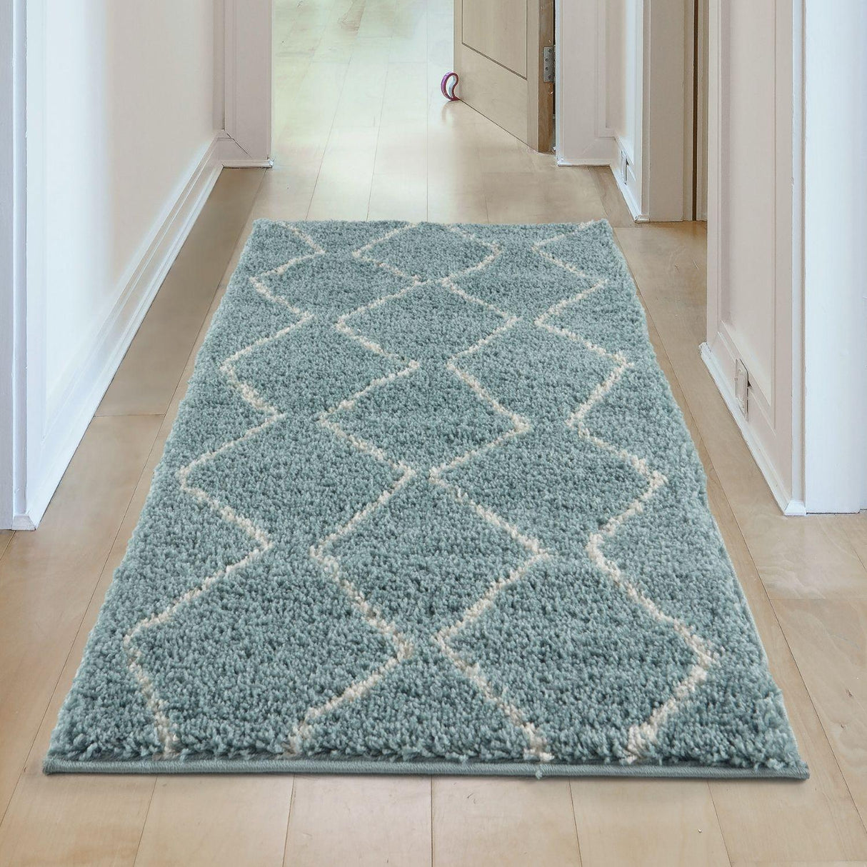 Moroccan Duck Egg Blue Shaggy Rug 850