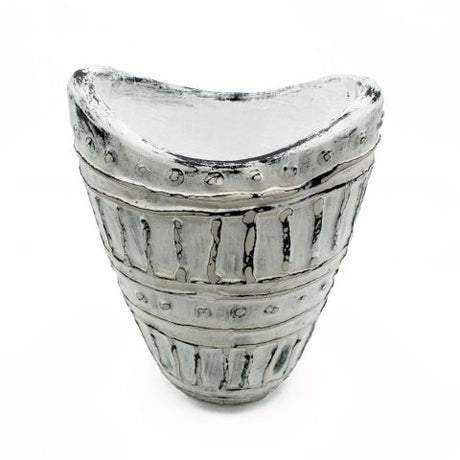 HatiNest Wide Neck Shaped Dry Flowers Vase Cream - 22cm