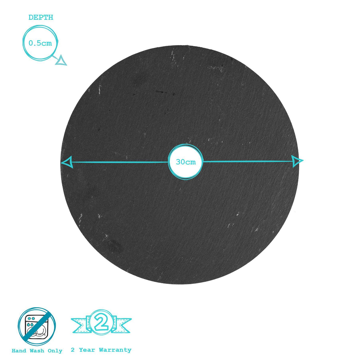 Rinkit Round Linea Slate Placemats & Coasters Dining Set Black - 12pc